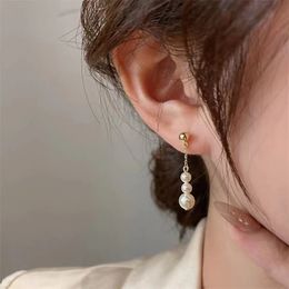 Dangle & Chandelier French Simple Simulated Pearl Chain Dangle Earring For Women Sweet Girl Tassel Charm Drop Earring Boucle Oreille Fine Jewellery