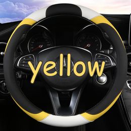 Steering Wheel Covers Universal Car Cover Pu Leather Stitch On Wrap Black Stitching With Thread Car-Styling