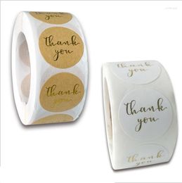 Jewelry Pouches 500pc Round Gold Labels Thank You Kraft Stickers 1 Inch Wedding Pretty Gift Cards Envelope Sealing Label Stationery