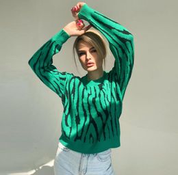 Women's sweaters Casual Knit Striped Round Neck Long Sleeve Female Pullover Top Simple All-match Lady Sweaters