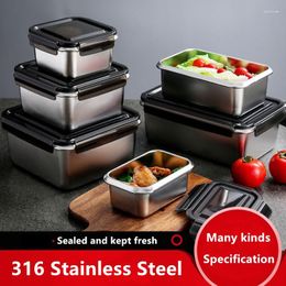 Dinnerware Sets 316 Stainless Steel Fresh-Keeping Box Lunch Sealed Pickle Rectangular Storage Kitchen Refrigerator