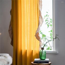 Curtain 1.5M Width Lotus Leaf Contrast Colour Bedroom Living Room Kitchen Semi-blackout