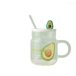 Mugs Nordic Water Cup Set Glass Simple Transparent Mug With Cover Straw For Kids Birthday Gifts GirlfriendsA