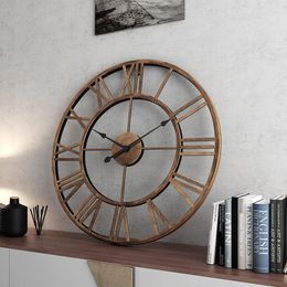Wall Clocks Simple European-style Clock Roman Numerals Indoor And Outdoor Metal Precise Mute Nordic Pendant Round Home Decorations