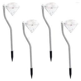 5pcs Outdoor Garden Led Diamond Light Ground Mount Landscape Lamp Shape Waterproof Pathway Fence Solar Street Lamps