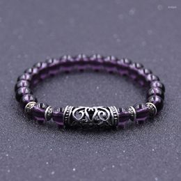 Strand KANGKANG 2022 8mm Cool Stone Beads 5 Styles Bracelet For Women&Men Handmade Zinc Alloy Curved Pipe Bracelets