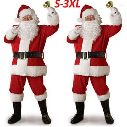 Men's Tracksuits Men's 2022 Adult Santa Claus Costume Suit Plush Father Fancy Clothes Xmas Cosplay Props Men Coat Pants Beard Belt Hat