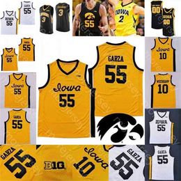 Gla MitNess Custom 2020 Iowa Hawkeyes Basketball Jersey NCAA College Luka Garza Joe Wieskamp CJ Fredrick Bohannon Connor McCaffery Ahron Ulis Toussaint