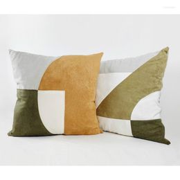 Pillow DUNXDECO Industry Style Cover Decorative Case Modern Simple Green Brown Patchwork Geometric Soft Sofa Coussin