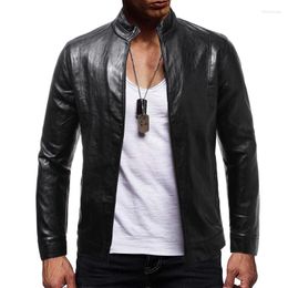 Men's Jackets 2022foreign Trade European And American Men's Leather Jacket Youth Stand Collar Punk Motorcycle