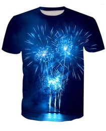 Men's T Shirts Blue Harajuku Short Sleeve Men 3D Galaxy Printing Lovers Loose Casual Pull Over Big Size 8 Patterns