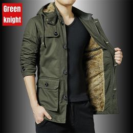 Mens Jackets Autumn and winter mens plush cotton windbreaker fashion brand good quality casual work clothes hat jacket large thick coat 220930
