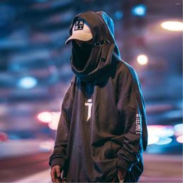 techwear hoodie UK - Men's Hoodies 2022 Japanese Streetwear Hoodie Men Harajuku Neck Fish Mouth Pullovers Sweatshirts Oversized Hip Hop Techwear