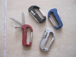 Outdoor Gadgets Multi-function Locking Carabiner Knives with LED Sports Survival Emergency Tool 4 COLORS