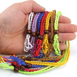 Empty Stone Holder Wax Rope Net Bag Pendant Braided Pocket Adjustable Cord Necklace DIY 2.5cm Natural Quartz Crystal Healing Bead Pendants