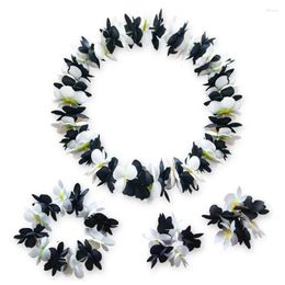 Decorative Flowers 4pcs/set Fashion Summer Hawaiian Flower Necklace Halloween Headband Bracelets Leis Garlands Chirtmas Party Artificial