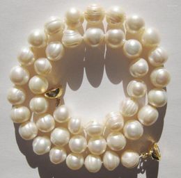 Choker Large 9-10mm White Baroque Cultured Freshwater Pearl Necklace Gold Plated