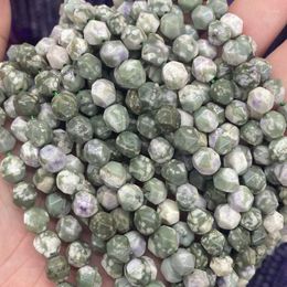 Beads Diamond Faceted Natural Stone Green Auspicious Jades 8mm Loose Spacer Strand For DIY Bracelet Jewellery Making 15''