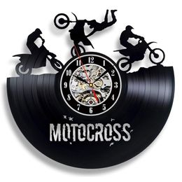 Wall Clocks Motocross Vinyl Record Clock Modern Design Motorcycle Racing 3D Decoration Hanging Watch Home Decor 220930