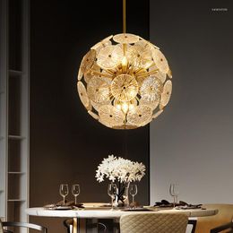 Chandeliers FKL Modern Gold Glass Chandelier Light Luxury Round For Villa Living Room Dining Bedroom Decoration Indoor