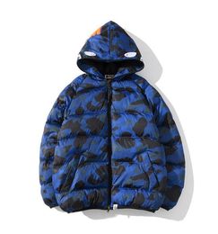 men cotton padded warm camo jacket designer coat windbreak varsity winter shark mouth jackets Embroidered Letters hooded suit couple outwear