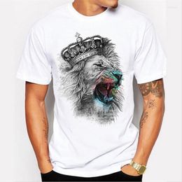 Men's T Shirts 2022 Shirt Men Crown Lion 3D White Printing T-shirt Fashion Animal Casual Short-Sleeve O-neck Hipster Tops Harajuku Tee