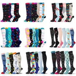 Men's Socks Compression 20-30 Mmhg Unisex Anti Fatigue Pain Relief Knee Stockings Outdoor Running Cycling Fitness Soccer