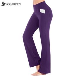 Yoga Outfits Yoga Pants with Pocket Women Joggers Wide Leg Flare Pants Girl Aesthetic Trousers Female Sweatpants Flared Baggy Plus Size S-4XL T220930