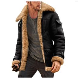 Jaquetas masculinas Casaco de inverno Homens Homens Faux-Fur Sopela de Caça de Couro Longa de Manga Longa Vintage Harm #40