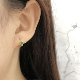 Dainty Cute Minimalist Hoop Earrings Small Square Zircon Multicolor S925 Silver Earring Women's Jewellery Gifts