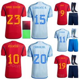 Men Kids Soccer Ferran Torres Jerseys 22-23 World Cup Alvaro Morata Pablo Sarabia Marco Asensio Sergio Busquets Andres Iniesta Football Kits National Team XiBanYa