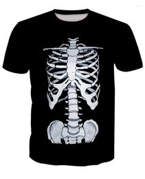Men's T Shirts Halloween Black Tshirts White Skeleton Skull Print Short Sleeve Harajuku 3D 8 Patterns S To 3xL