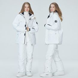 Skiing Suits Ski Suit Winter Men Women Solid Color Snow Jacket Warm Windproof Thickened Snowboard Pants Waterproof Alpine Set