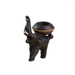 Candle Holders Thai Craft Wooden Elephant Candlestick Holder Vintage Housewarming Gifts Desktop Ornaments Miniature Figurines Decoration