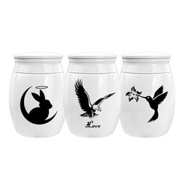 Hummingbird/ Eagle/ Rabbit Pattern Pendant Urns Pet Memorial Urn Stainless Steel Souvenir Jar Cremation Keepsake Jewelry for Ashes