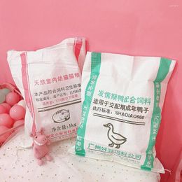 Storage Bags Ideas Spoof Pig Feed Bag Woven Gift Internet-Famous Funny Packaging Maiden Heart Pink