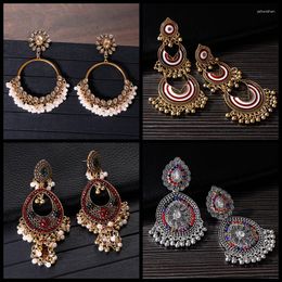 Stud Earrings Ethnic Silver Colour Baroque For Women Pendient Boho CZ Pearl Beads Ladies Earring Jewellery Brincos