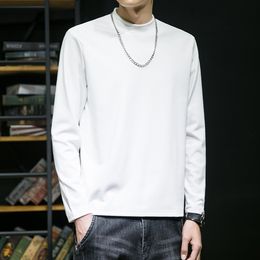 Korean Fashion Slim Fit Sweatshirt Men Clothing 2022 Mock Neck Lightweight Solid Color Men Clothes