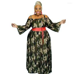 Vestidos casuais plus size verão maxi vestido atacado moda feminina roupas sexy slash pontos camuflagem solta dropcasual