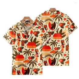 Men's Casual Shirts 2022 Hippie Music Print Shirt Fashion Simple Hawaiian Beach Style Summer Cuban Collar For Men And Women