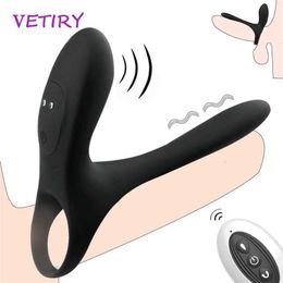 Sex toy massager Adult Massager penis Vibrator with Cock Ring Couple Vibration Remote Control Vagina Clitoris Stimulator Long Lasting Erection Toys