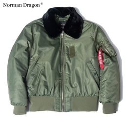 Mens Jackets B15 fur collar winter thick nylon flight jacket WW2 mens bomber jackets 220930