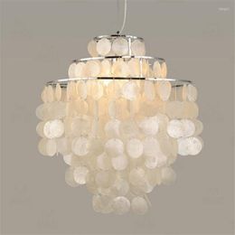 Pendant Lamps Modern Nordic Seashell Lights White Shell Hanging Lighting Fixture E27 3 Layer DIY Lamp For Home Decor