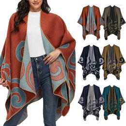 Women's Jackets Women's Shawls And Wraps For Women Delicate Printed Open Front Knitted Winter Thick Super Soft Cardigans Sweater Ruana