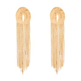 Exaggerated Shiny Waterfall Dangle Earrings For Women Vintage Gold Colour Copper Tassel Drop Earrings Jewellery Party