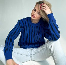 Women's sweaters Luxury Casual Knit Striped Round Neck Long Sleeve Female Pullover Top Simple All-match Lady Sweaters