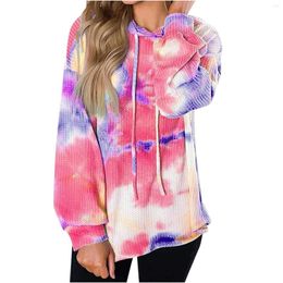 Women's Sweaters Tie Dye Print Hoodies For Women Autumn Drawstring Hood Sweatshirts Long Sleeve Casual Streetwear Chalecos Para Mujer