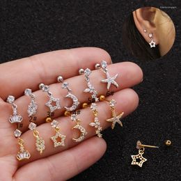 Pendientes de semental One Piece Star Moon Crown Starfish Piercing for Woman 2022 Fashion Jerwelry Studs