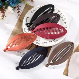 12cm Solid Color Oval Banana Clips Hairpins Women Ponytail Hair Clip For Girls Styling Tools Hair Accessories