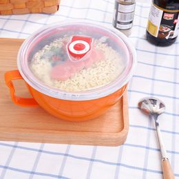 Dinnerware Sets 304 Stainless Steel Bowl Instant Noodle With Lid Luch Box Household Utensils Soup Rice Keep Seal Anti-scalding
